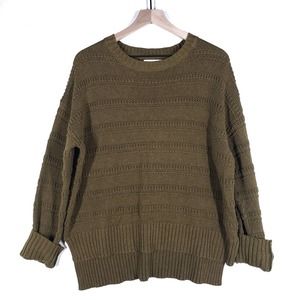 Cupcakes & Cashmere Cable Knit Sweater L Olive Green